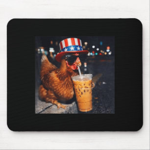Funny Chicken Iced Coffee Meme Retro Urban Gen Z Mouse Pad