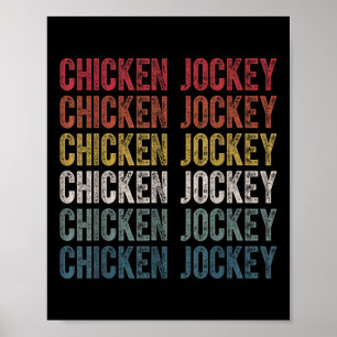 Funny Chicken Jockey Stacked Repeat Font Fun Gag M Poster