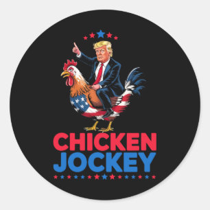 Funny Chicken Jockey Trump Meme  Classic Round Sticker