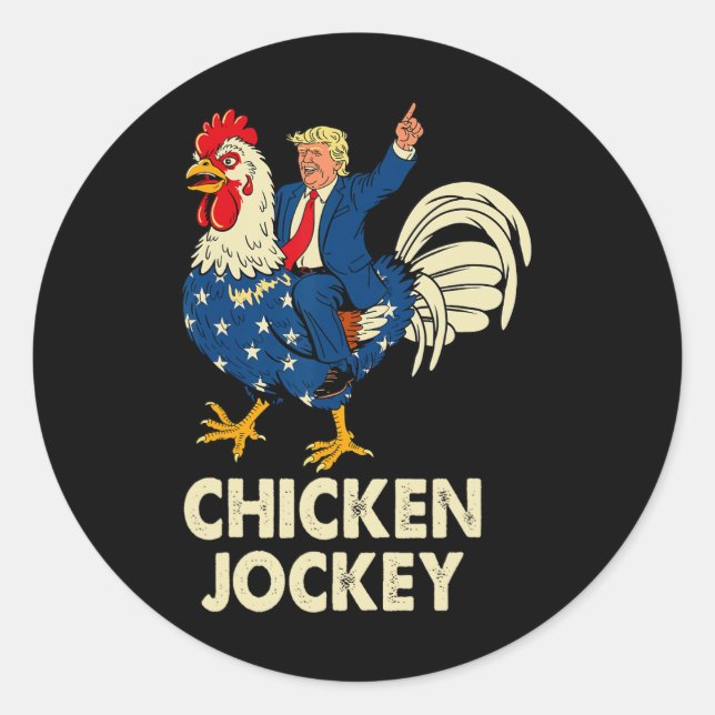 Funny Chicken Jockey Trump Meme For Men Women  Classic Round Sticker (Front)