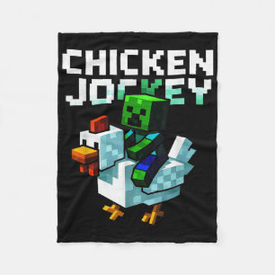 Funny Chicken Jockey Zombie Pixel Art Gamer Shirt  Fleece Blanket