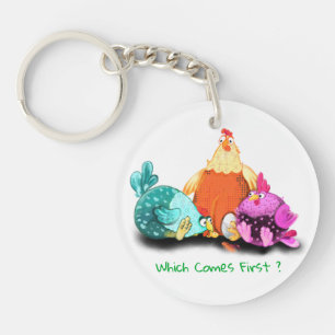 Funny Chicken Keychain - Custom Text
