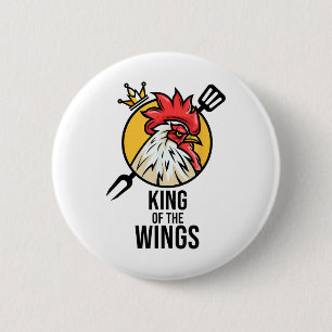 Funny Chicken King Wings Fans Bbq Drumstick Gift F 6 Cm Round Badge