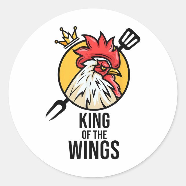 Funny Chicken King Wings Fans Bbq Drumstick Gift F Classic Round Sticker (Front)