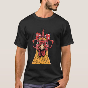 Funny Chicken Lady Rooster Hen Wearing Bandanna Wo T-Shirt