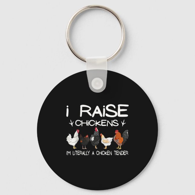 Funny Chicken Lover Gift – I Raise Chickens Farm Q Key Ring (Front)