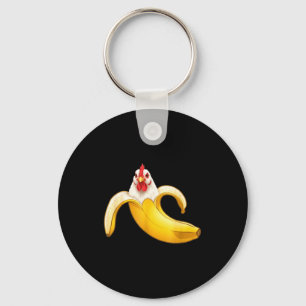 Funny Chicken Lovers Banana Boys Graphic Art Key Ring