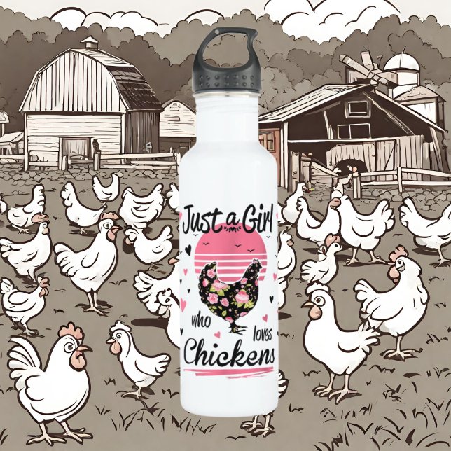 funny chicken lovers word art  710 ml water bottle (Creator Uploaded)