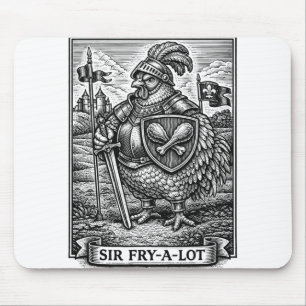 Funny Chicken Mediaeval Knight Sir-fry-a-lot Chick Mouse Pad