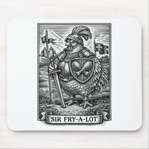 Funny Chicken Mediaeval Knight Sir-fry-a-lot Chick Mouse Pad