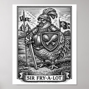 Funny Chicken Mediaeval Knight Sir-fry-a-lot Chick Poster