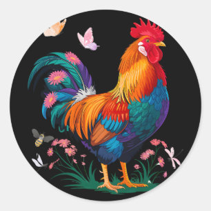Funny Chicken Men Women Rooster Chicken Lovers  Classic Round Sticker