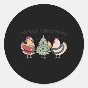 Funny Chicken Merry Christmas Holiday Farm Animal Classic Round Sticker