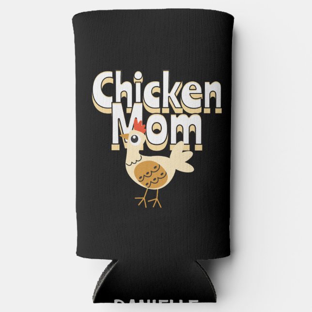 Funny Chicken Mum Personalised Seltzer Can Cooler (Front)