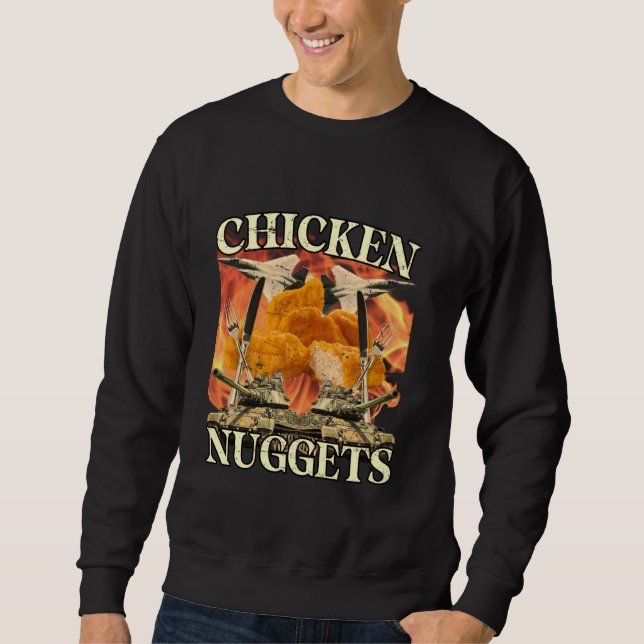 Funny Chicken Nugget Bootleg Hardcore Flames Meme Sweatshirt (Front)