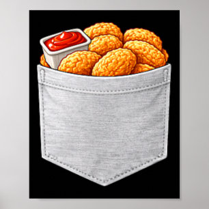 Funny Chicken Nugget In Fake Pocket Cool Novelty H Poster