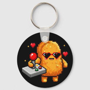 Funny Chicken Nugget Pixel Gamer Retro Video Game  Key Ring