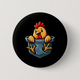 Funny Chicken Pocket Hen Poultry Owner Chicken Whi 6 Cm Round Badge