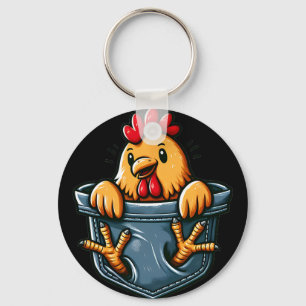 Funny Chicken Pocket Hen Poultry Owner Chicken Whi Key Ring