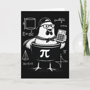 Funny Chicken Pot Holding Calculator Math Teacher Card