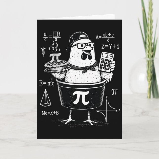 Funny Chicken Pot Holding Calculator Math Teacher  Card (Front)