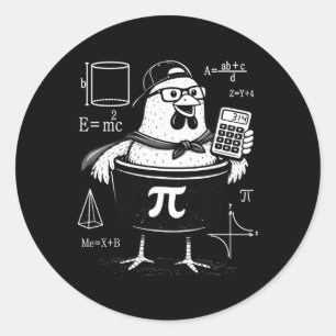 Funny Chicken Pot Holding Calculator Math Teacher Classic Round Sticker