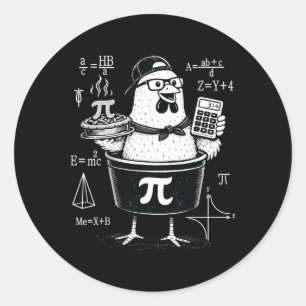 Funny Chicken Pot Holding Calculator Math Teacher Classic Round Sticker