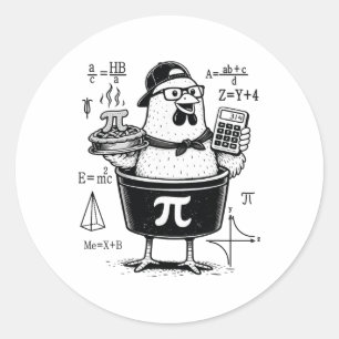 Funny Chicken Pot Holding Calculator Math Teacher Classic Round Sticker
