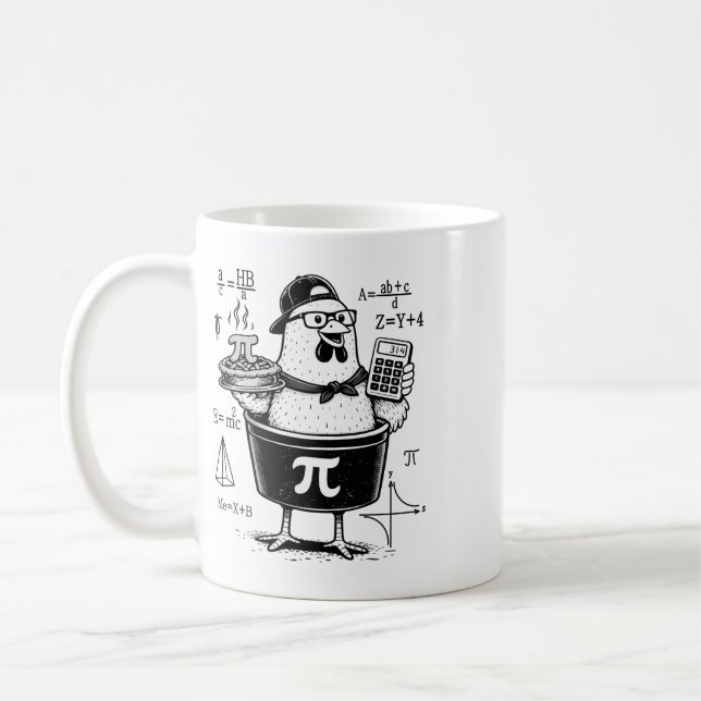 Funny Chicken Pot Holding Calculator Math Teacher  Coffee Mug (Left)
