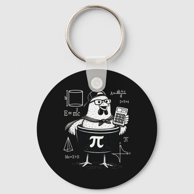 Funny Chicken Pot Holding Calculator Math Teacher  Key Ring (Front)