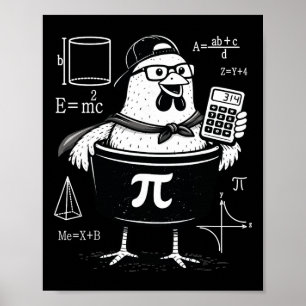 Funny Chicken Pot Holding Calculator Math Teacher  Poster