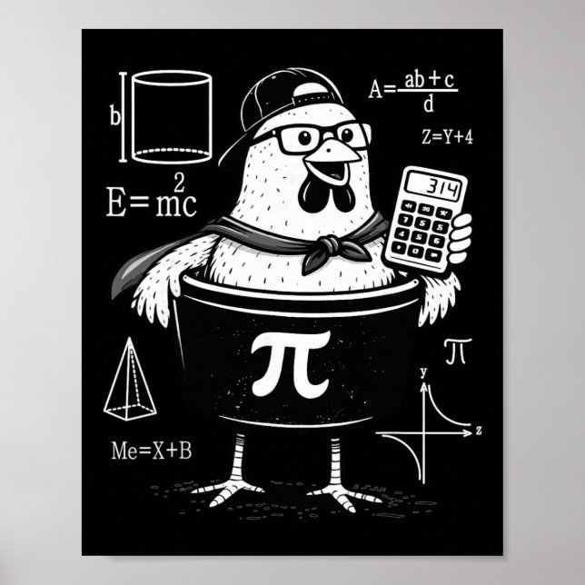 Funny Chicken Pot Holding Calculator Math Teacher  Poster (Front)