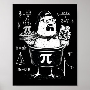 Funny Chicken Pot Holding Calculator Math Teacher  Poster