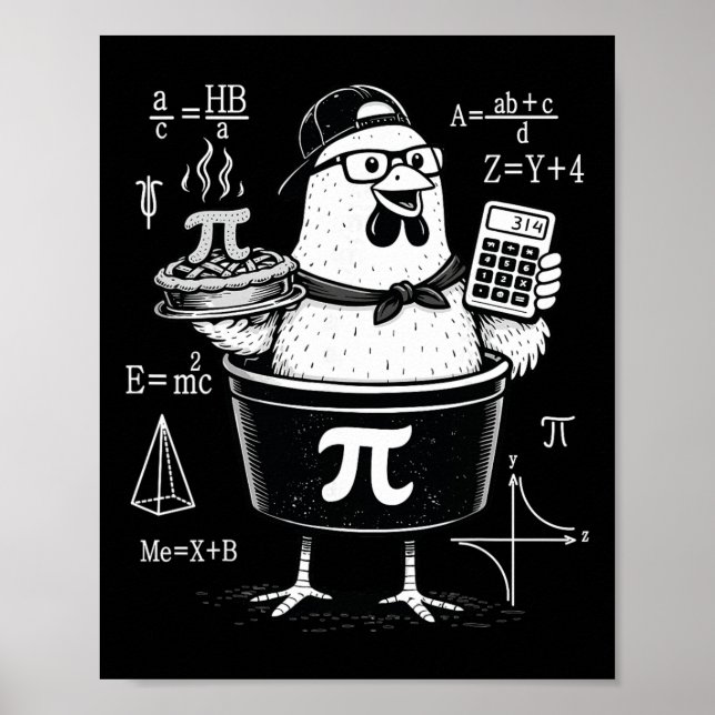 Funny Chicken Pot Holding Calculator Math Teacher  Poster (Front)