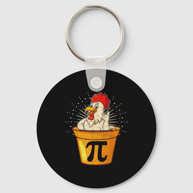 Funny chicken pot math joke for teachers students  key ring (Front)