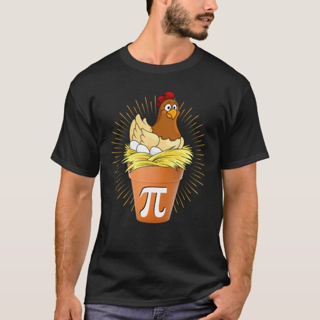 Funny Chicken Pot Pi Cool Math Teacher Pi Day T-Shirt (Front)