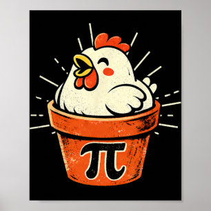 Funny Chicken Pot Pi Day 3.14 Pie Math Lover Teach Poster