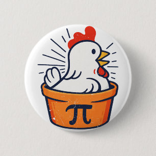 Funny Chicken Pot Pi Day Math Geek Gift 6 Cm Round Badge