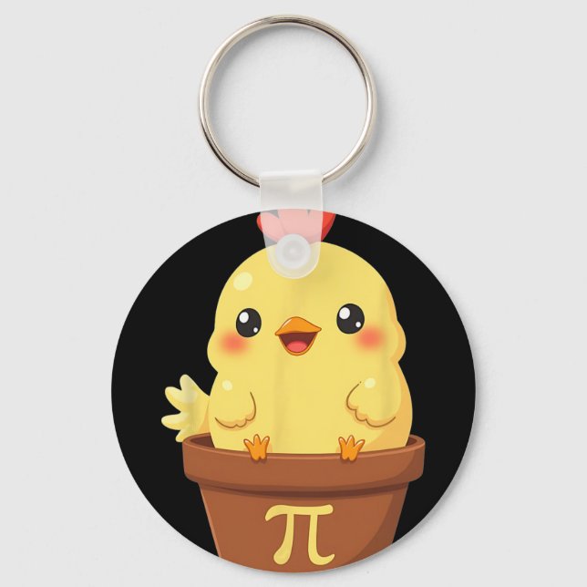Funny Chicken Pot Pi Day Pie Math Teachers Lover 3 Key Ring (Front)