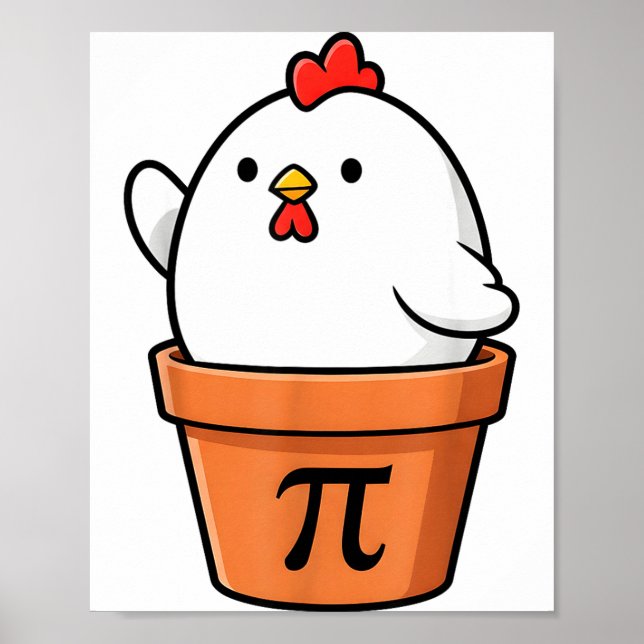 Funny Chicken Pot Pie Happy Pi Day 3.14 Math Teach Poster (Front)