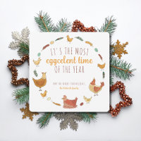 Funny Chicken Pun Square Christmas Photo