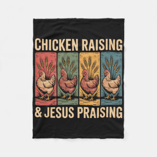 Funny Chicken Raising & Jesus Praising Humour Fleece Blanket