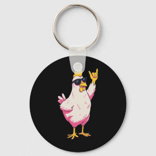 Funny Chicken Retro Style Cartoon Poultry Humour D Key Ring