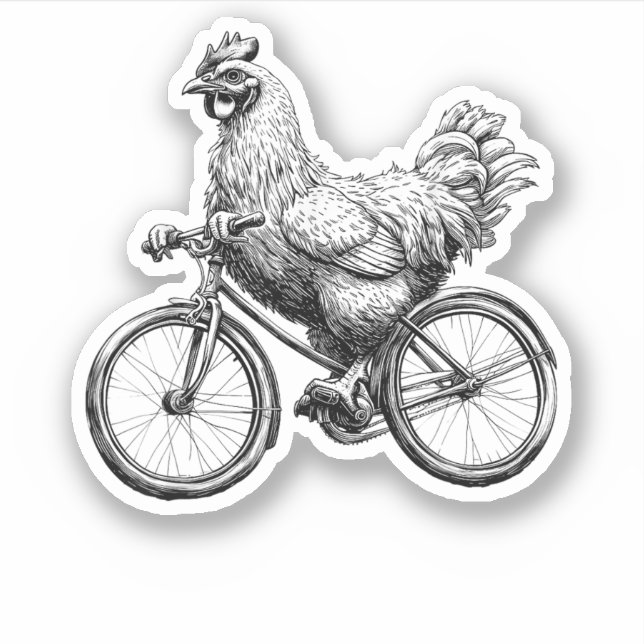 Funny Chicken Riding Bike Cyclist Cute Animal Love (Front)