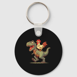 Funny chicken riding dinosaur graphic for boys and key ring