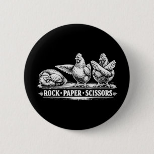 Funny Chicken Rock Paper Scissors Chicken Lovers A 6 Cm Round Badge