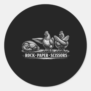 Funny Chicken Rock Paper Scissors Chicken Lovers A Classic Round Sticker