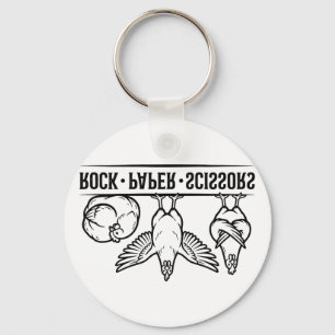 Funny Chicken Rock Paper Scissors Farm Animal Humo Key Ring