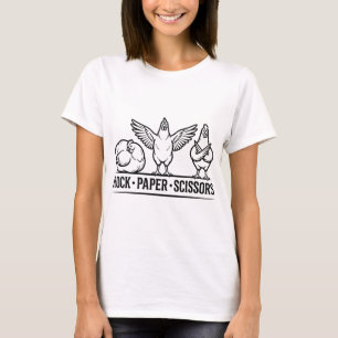 Funny Chicken Rock Paper Scissors Farm Animal Humo T-Shirt