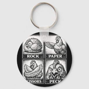 Funny Chicken Rock Paper Scissors Peck Chicken Lov Key Ring